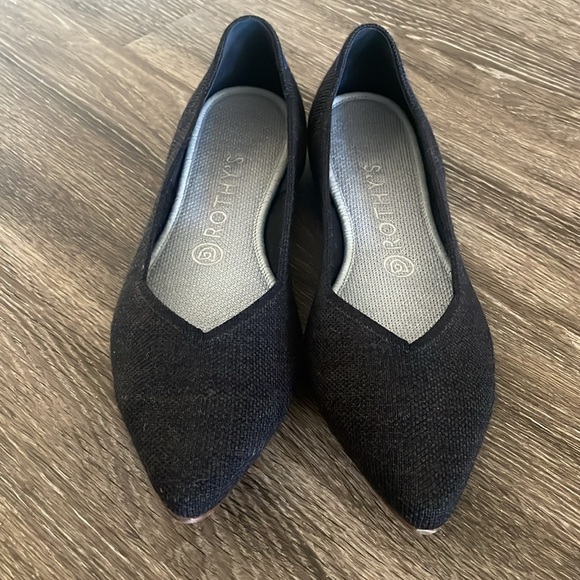 Rothy’s The Point Flats Women’s Size 8.5 Shoes Wool Sustainable Classic Black - Picture 2 of 7